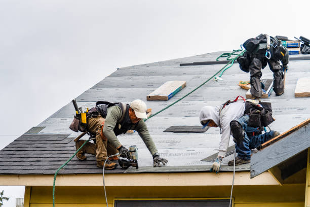 Professional Gutter Installation technician working in Eureka, CA